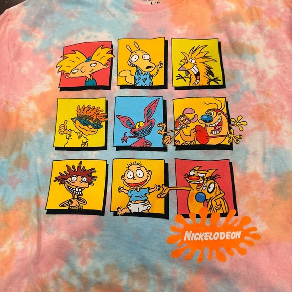 Nickelodeon Tie-Dye Cartoon Tee - Pink and Blue - Picture 2 of 4